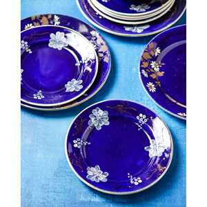 Service de table Paolapellicciotti Serraguemin Blue Dessert, peint à la main avec des fleurs blanches, collection 0g - Product Image 5