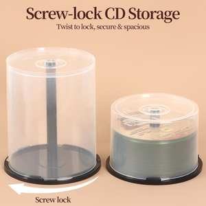 WEISHENG 100 boîtes à gâteaux pour DVD-R CD-R, boîtes pour plusieurs disques, contenants vides, conteneur à colonnes, seau de rangement pour CD DVD, support de disque en plastique - Product Image 1