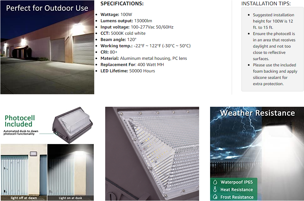 45w 60w 80w 120w 150w 5 years warranty Anti-UV PC lens triangle led wall pack light
