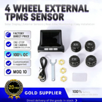 Système de surveillance de la pression des pneus (TPMS) pour voiture, charge solaire, 3.7-5V, affichage numérique HD sur écran LCD, alarmes automatiques, capteurs externes sans fil
