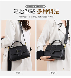 Nouveau Sac à Bandoulière en Cuir Véritable pour Femme, Haute Qualité, avec Boucle, Forme Rabattable, Motif Pierre Tendance - Product Image 3