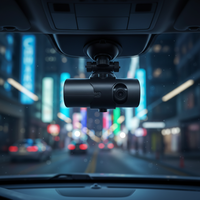 Caméra de tableau de bord de véhicule mini HD 720P avec GPS, vision nocturne, double objectif, enregistrement avant/arrière à 360°, écran LCD, capteur G, écran tactile