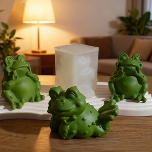 Cartoon Frog Scented Candle Mold Transparent White Customizable Shape For DIY Candle Making Home Decor Ornament Cake Mold - Product Image 1