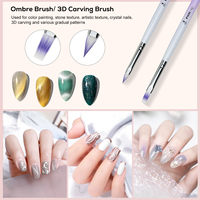 Fournitures pour ongles : Ensemble de 7 pinceaux à ongles en acrylique (Liner, Flat, Filbert) avec manche en acrylique dégradé violet et blanc, pour salon de manucure