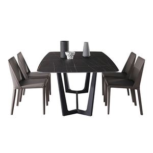 مطبخ فاخر فريد من نوعه في شكل مربع ومستطيل الشكل اصطناعي 6 مقاعد ساق فولاذية - Product Image 1