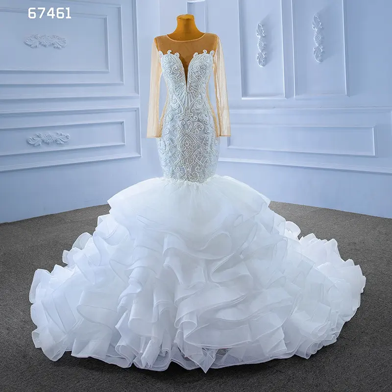 ruffled organza wedding dress