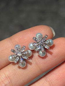 Boucles <span class=keywords><strong>d</strong></span>'oreilles en argent 925 avec perles <span class=keywords><strong>d</strong></span>'eau douce naturelles, modèle zirconium, best-seller, cadeau pour femme - Product Image 4