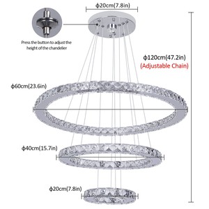 Lustres modernes pour salon avec éclairage en cristal, variateur d'intensité 3000K-6000K, télécommande, luminaires suspendus LED nordiques pour la maison - Product Image 4