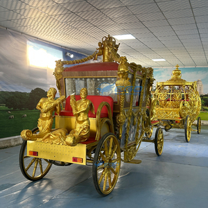 รถม้าซินเดอเรลล่าไฟฟ้าขนาดใหญ่สุดหรู งานแกะสลักทองคำคุณภาพสูง รูปทรงฟักทอง สำหรับการขนส่งพิเศษ - Product Image 5
