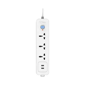 GONEO UK Standard 3-PIN Plug Power Strip Pure Copper Electrical Supply Extension Cord 3 Outlets Includes USB Table Tower Socket