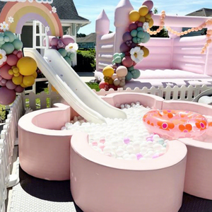 Ensemble de jeux pour enfants, toboggan, pont en mousse pour tout-petits, blocs en vinyle PVC, combinaison de piscine à balles blanche, <span class=keywords><strong>tapis</strong></span>, clôture, équipement de <span class=keywords><strong>jeu</strong></span> souple - Product Image 1