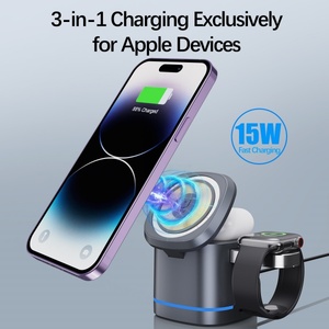 Estación de carga inalámbrica 3 en 1 exclusiva para dispositivos Apple iPhone, iwatch y <span class=keywords><strong>airpods</strong></span> <span class=keywords><strong>cargador</strong></span> inalámbrico rápido cubo de 15W - Product Image 3
