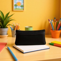 Trousse à crayons et sac de papeterie en néoprène noir, dessiné à la main, lavable et zippé, pour enfants de l'école primaire et de la maternelle