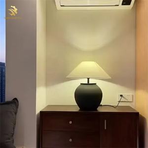 Wabi-sabi Traditioneller japanischer Keramik körper Stoff Lampen schirm Dekorative Keramik Tisch lampe Schlafzimmer Nachttisch lampe - Product Image 4