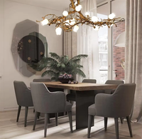 Lustres suspendus modernes en cuivre avec branches, verre et fleurs de rose, pour hôtel, chambre, salon, bar, éclairage LED
