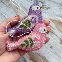 Porte-clés oiseau perlé fait main personnalisé, pendentif brodé de perles de rocaille, breloque mignonne pour sac, cadeau pour femme