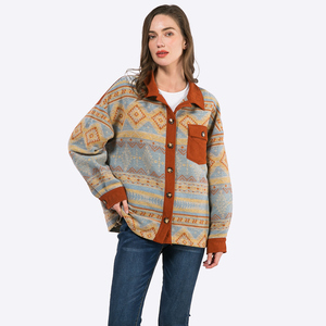 Abbigliamento Shacket da donna autunno/inverno Casual Vintage allentato con risvolto piccolo - Product Image 2