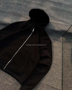 Sudadera con capucha extragrande con cremallera completa, logotipo personalizado con estampado en relieve, estilo Y2K, de algodón, estilo urbano, sudaderas con cremallera completa en blanco, de fábrica - Product Image 2