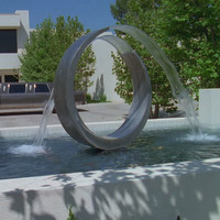 Statue de pelouse extérieure en métal, fontaine à eau, Sculpture artistique, auto-harpe, acier inoxydable
