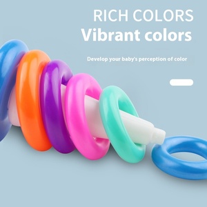 Anillo de plástico de alto colorido para niños, juguete divertido, Educación Temprana, estilo de construcción, vasos apilables inspirados en Rainbow Tower - Product Image 3