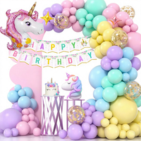 Ensemble de décoration d'anniversaire 147 pièces Ballons en aluminium 3D Macarons de rêve Garçons Filles Décoration intérieure Ensemble de ballons