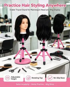 Support trépied pour tête de mannequin de coiffure K, support de sol rotatif et extensible pour coupe de cheveux et perruques - Product Image 5