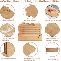 Ensemble de planches à découper en bambou 4 pièces, pour viande, légumes, pain, outil de préparation culinaire, planche à découper en bois massif pour la cuisine à domicile