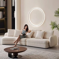 Ensemble de canapés modulaires Zayshine en sherpa blanc crème, style italien moderne et luxueux, pour salon, villa, appartement, canapé d'angle en forme de V