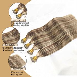 Extensions de cheveux brésiliens Remy I Tip en kératine brute, vague profonde, double trame, cheveux chinois, toutes les couleurs, vente en gros d'usine Amygirl - Product Image 2