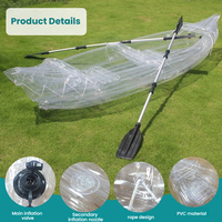 Kayak gonflable RIB, bateau de pêche pliable, ponton en PVC épais pour 2 personnes, écologique, 3,18x0,81m, transparent