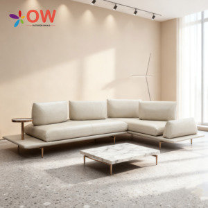 أريكة قطاعية فاخرة جديدة لعام <span class=keywords><strong>2026</strong></span> بتصميم إيطالي كلاسيكي حديث محشوة بالإسفنج، أريكة من الجلد الأصلي لغرفة المعيشة في الفيلات - Product Image 1