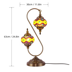 批发欧式手工拼花多色玻璃LED台灯客厅卧室床头装饰台灯 - Product Image 2