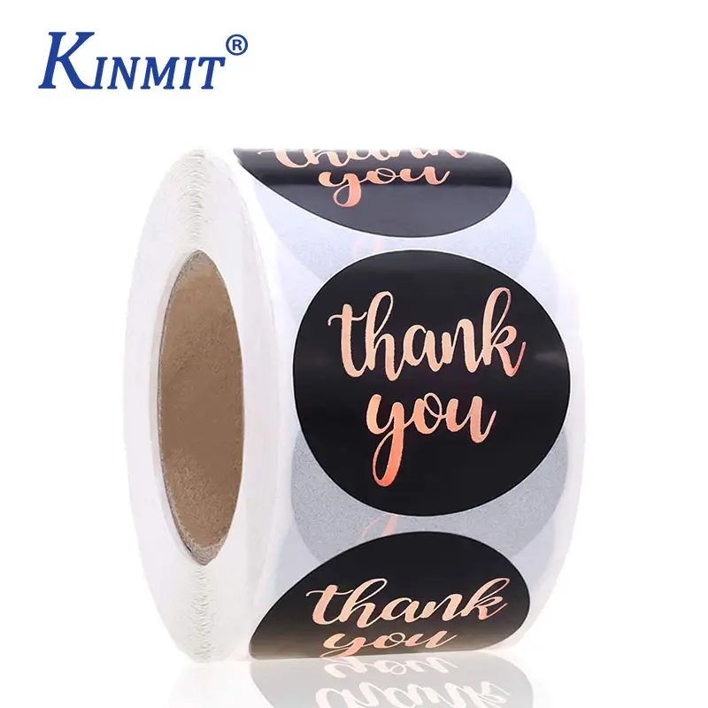 1inch 500 pcs Self Adhesive Printing Logo Stikers Custom Thank You Stickers Label Roll