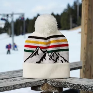 OEM Custom Jacquard logo <b>Mens</b> Beanie Caps Wool <b>Winter</b> <b>Hats</b> - Product Image 2