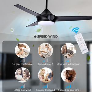 Ventilateur de plafond moderne de 52 pouces avec télécommande, éclairage simple, lumière LED décorative pour la maison, ventilateur avec télécommande F3541-52 - Product Image 5
