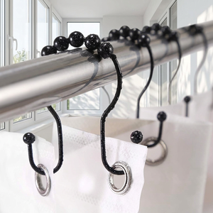 Stainless Steel Bathroom Accessories Modern Design Shower <b>Curtain</b> Rings Double Sided <b>Hooks</b> - Product Image 1
