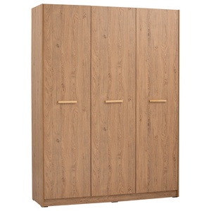 Spacious 3 Door Oak Colour SAMOS Wardrobe Modern Bedroom Closet with Hanging Rail and Shelves Large <b>Clothes</b> <b>Storage</b> Solutions - Product Image 1