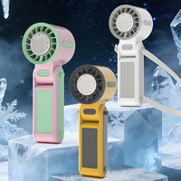 Ventilateur portable sans pales pour l'été, rechargeable par USB, pliable, avec poche à glace, support de téléphone, affichage numérique et moteur sans balais