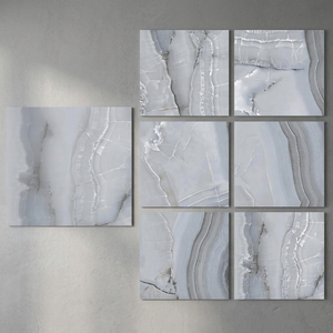 Gray Onyx Marble Look Polished Porcelain <b>Floor</b> Tiles Premium Indoor Flooring 32x32 Inch Design - Product Image 1