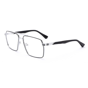 2025 <span class=keywords><strong>High</strong></span> <span class=keywords><strong>End</strong></span> Männer Rechteck Solid Full-Rim Eye Wear Neue Saison Blaulicht Blocker Vintage Schwarz Blau Metall Übergroßer <span class=keywords><strong>Computer</strong></span> - Product Image 1