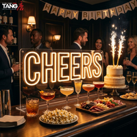 Bandes LED CHEERS à Lumière Ambrée Personnalisables pour Bars, Bureaux, Fêtes d'Anniversaire, Bars à Domicile, Décoration Murale Étanche IP65