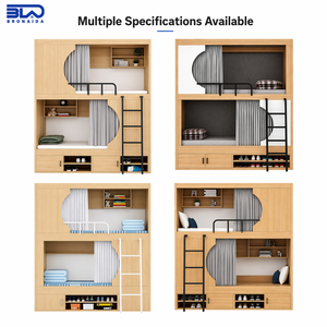 <span class=keywords><strong>Lit</strong></span> <span class=keywords><strong>superposé</strong></span> en bois personnalisable pour dortoir, avec étagères et tiroirs intégrés, design gain de place pour écoles et hôtels - Product Image 5