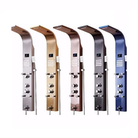 Panneau de douche thermostatique de luxe en acier inoxydable 304 avec cascade, pluie et jets de massage