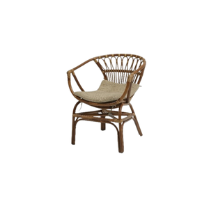 Rattan <b>Armchair</b> With Cotton Cushion Handmade Modern Scandinavian Leisure Chair For Living Room Furniture for home - Product Image 2