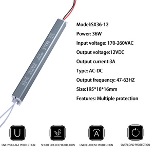 MZMW 36W 12V 3A Schlanke <span class=keywords><strong>LED</strong></span>-Streifen beleuchtung Treiber transformator Staub dichtes Netzteil für Klassen zimmer CCTV-Spiegels chrank - Product Image 2