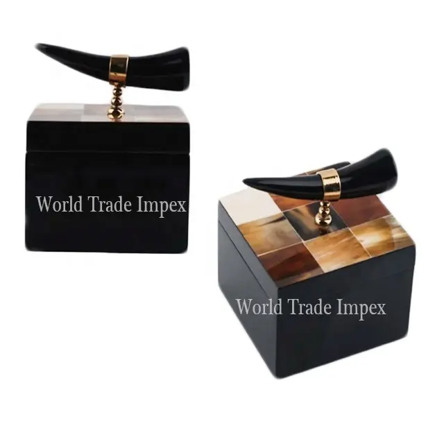 Caixa de embalagem de presente da jóia de luxo tira inlay caixa de chifre de búfalo