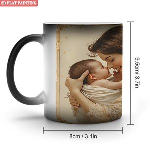 Mug en céramique thermosensible 11oz noir givré, prêt pour la sublimation, pour création artistique personnalisée - Product Image 4