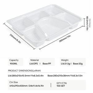Bandejas de Comida Desechables de PP al por Mayor, Cajas de Plástico para Almuerzo con Tapa Transparente <span class=keywords><strong>OPS</strong></span>, Contenedor de Alimentos - Product Image 2