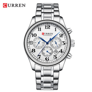 Reloj CURREN 8466 para Hombre, de Negocios, de Acero Inoxidable, de Cuarzo, con Calendario, Cronógrafo, Resistente al Agua, con Correa de Cuero - Product Image 4