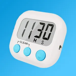 Temporizador digital de cozinha para cozinhar, alarme alto de dígitos grandes, suporte magnético, temporizador para assar, branco